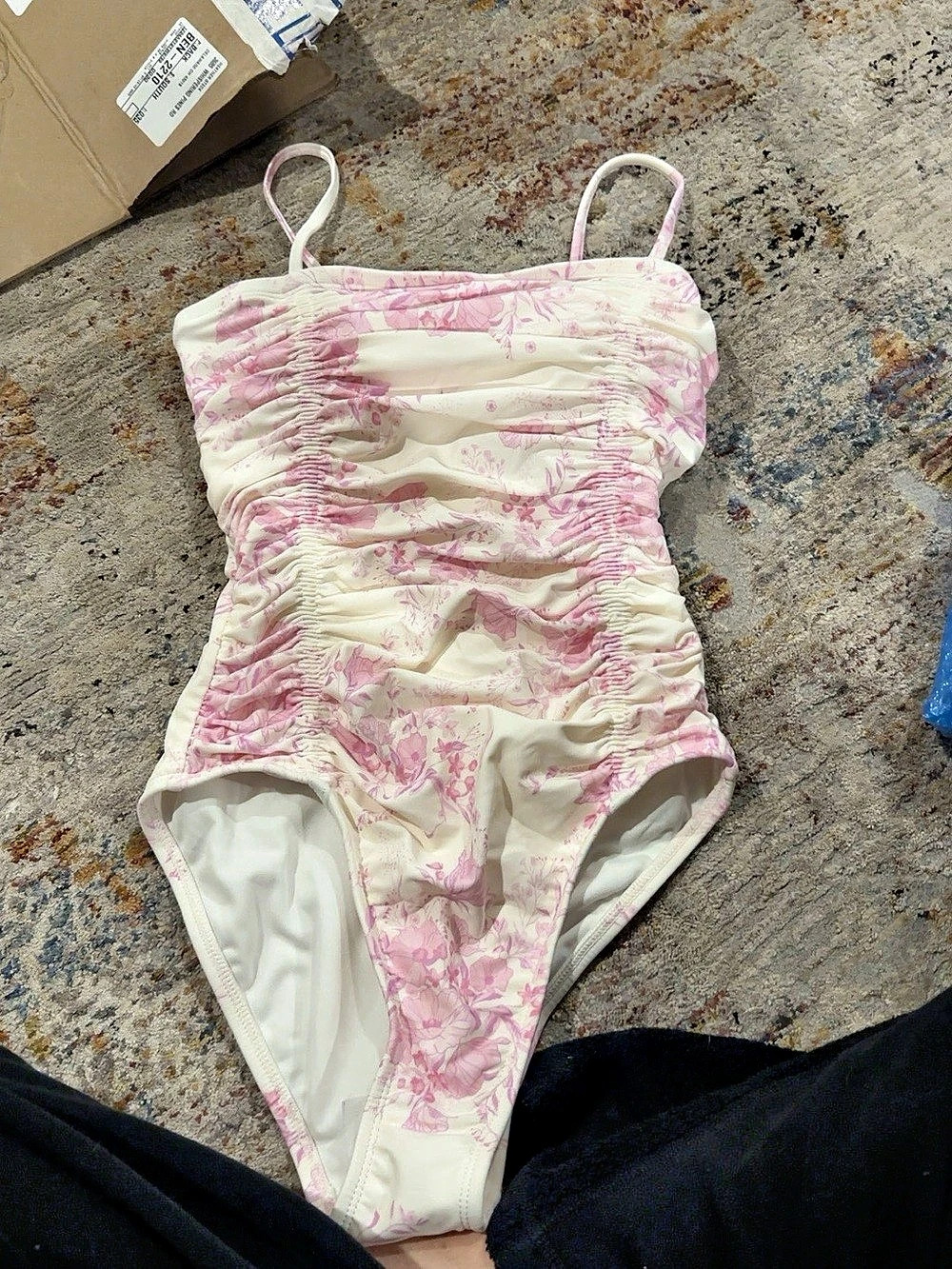 Pink Floral Ruched One-Piece Swimsuit